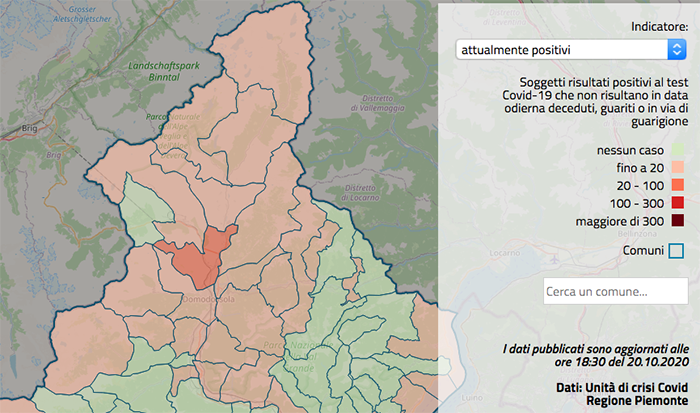 Sono quasi 130 i positivi al Covid in Ossola: a Crevola 27, 19 a Domo, 15 a Vogogna e Premosello