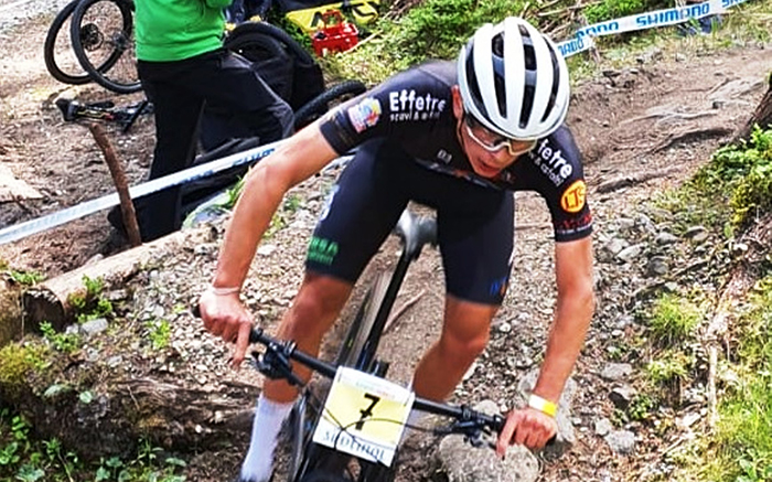Marco Betteo e il tecnico Stefano Brusco ai campionati mondiali di mountain bike