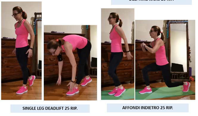 Un allenamento a corpo libero senza salti nella videollenamento di Marta Fovana