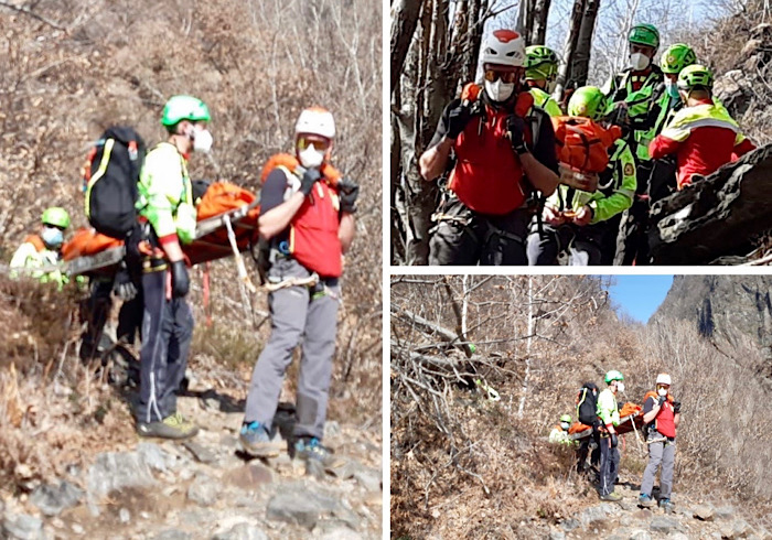 Si frattura durante una scalata: imbarellato e trasportato dal Soccorso alpino