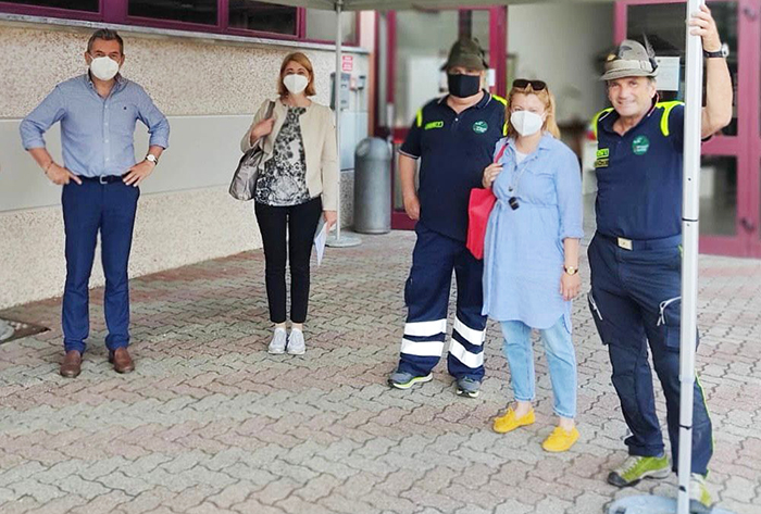 Gli Alpini in servizio presso il nuovo hub vaccinale di Domodossola
