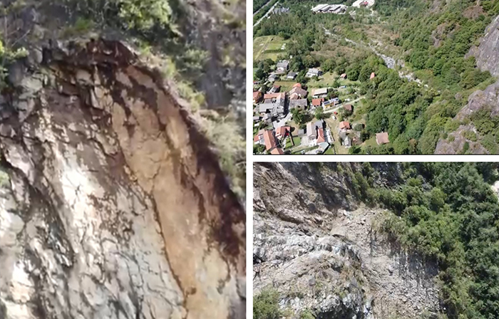 Frana sul versante sovrastante l’abitato di Nibbio, cadute rocce