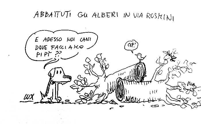 Alberi e cani: la vignetta di Lux
