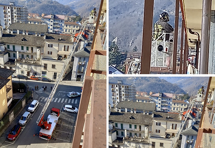 Cadono calcinacci da un condominio, intervento dei vigili del fuoco