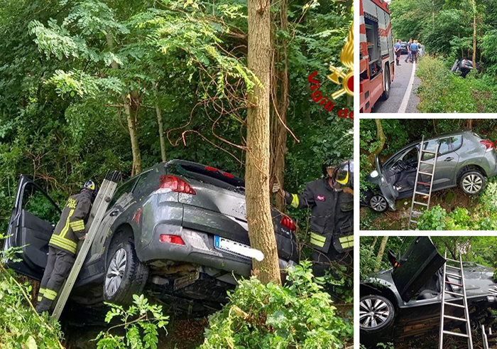 Auto esce di strada e finisce in un fosso. Conducente in ospedale