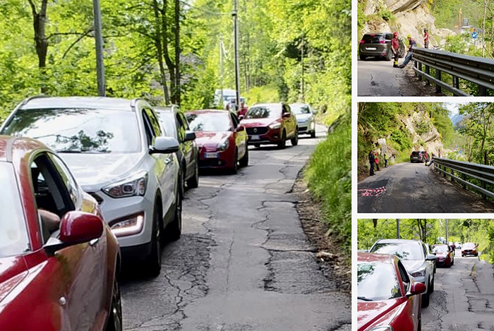 Aperta temporaneamente la strada di San Domenico per fare scendere le auto dopo la frana