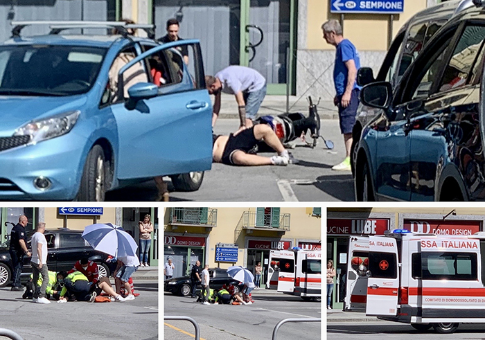 Incidente tra auto e scooter. Motociclista portato in ospedale