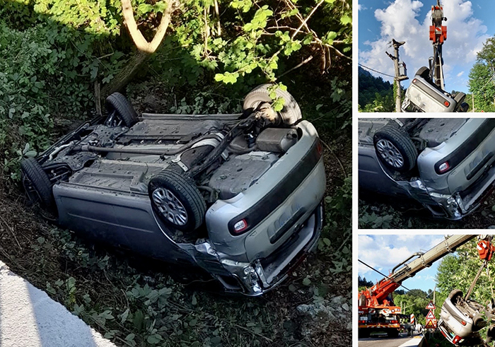Auto nella scarpata, il conducente esce illeso
