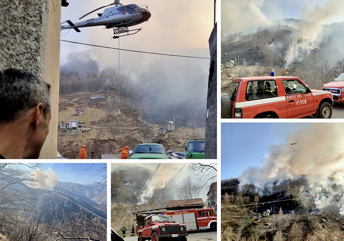 Grande incendio di 20 ettari divampato nell’area boschiva di Valstrona: intervento di elicottero, Aib e Vvf. Foto 