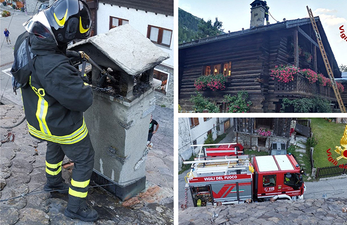 Incendio a una canna fumaria a Macugnaga