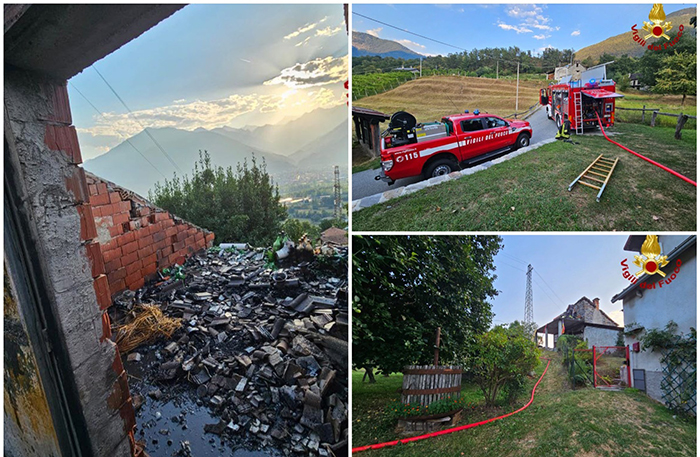 Incendio di un fabbricato rurale a Trontano. Nessun ferito
