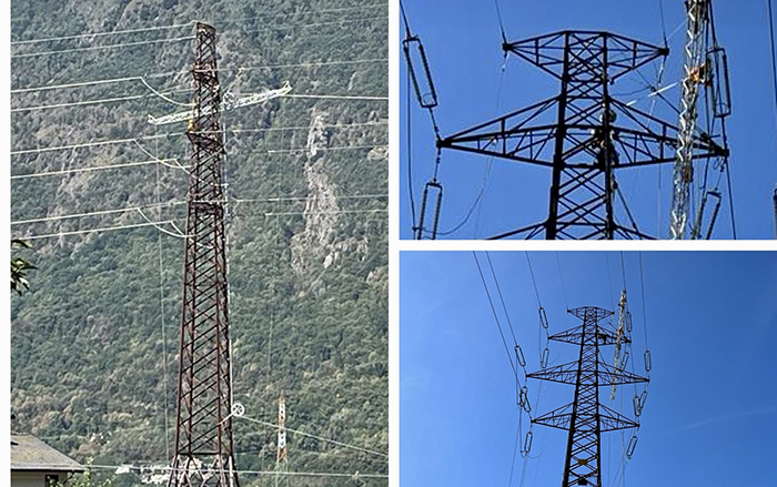 Lavori sulla Linea Terna a Montecrestese. Personale a decine di metri d'altezza