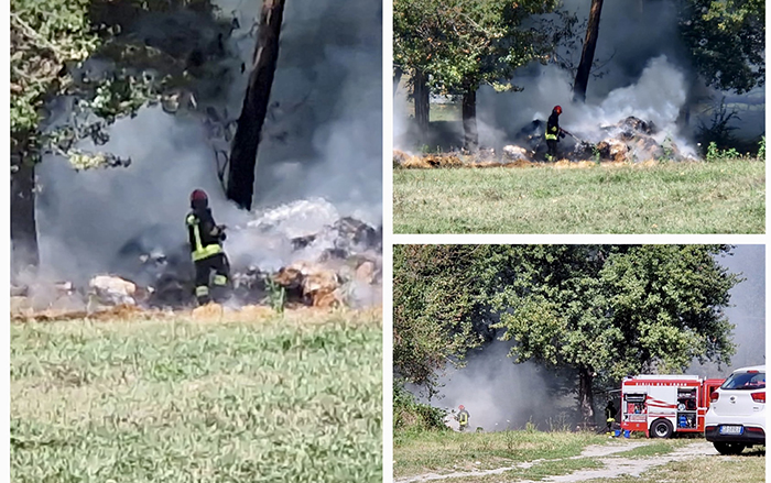 Incendio di rotoballe a Masera, intervengono i Vvf