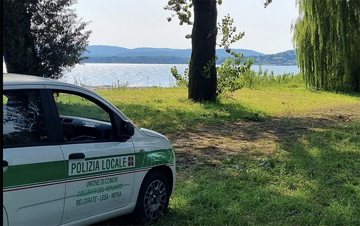 Controlli alle spiagge libere di Lesa della Polizia Locale per il ferragosto