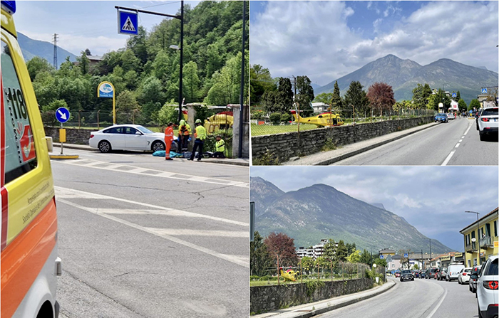 Elisoccorso e massaggio cardiaco per l'anziano investito alle porte di Domo