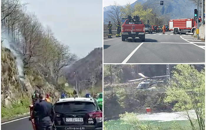 Brucia la montagna in valle Anzasca. Fiamme sino a ridosso della statale. Video