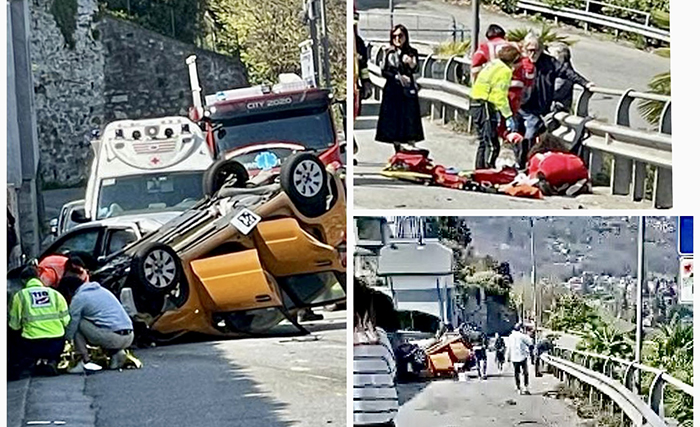 Incidente sulle alture di Stresa, due auto coinvolte. Una cappottata, ci sono feriti