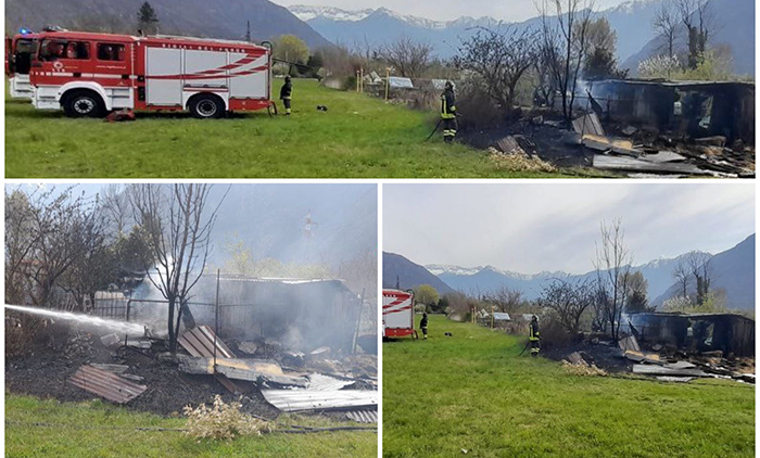  Incendio di un deposito adibito a ricovero per animali. Sono stati tutti salvati