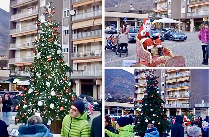 Anche Babbo Natale a Villadossola per l'accensione dell’albero in piazza. Video