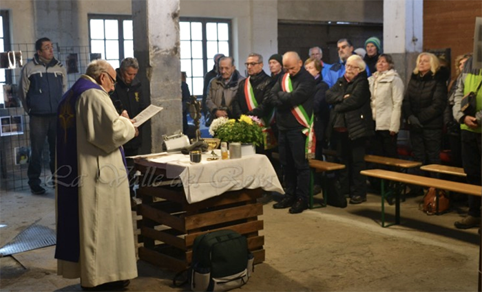 Celebrazione di Santa Barbara nel pozzo principale delle Miniere di Pestarena. Foto