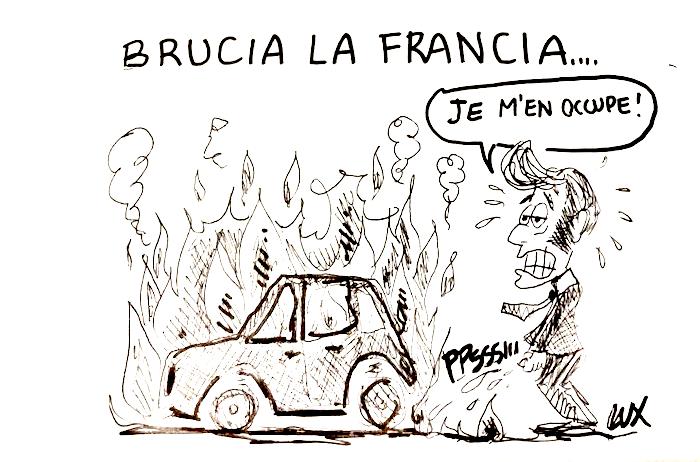 La vignetta di Lux: la Francia in fiamme 