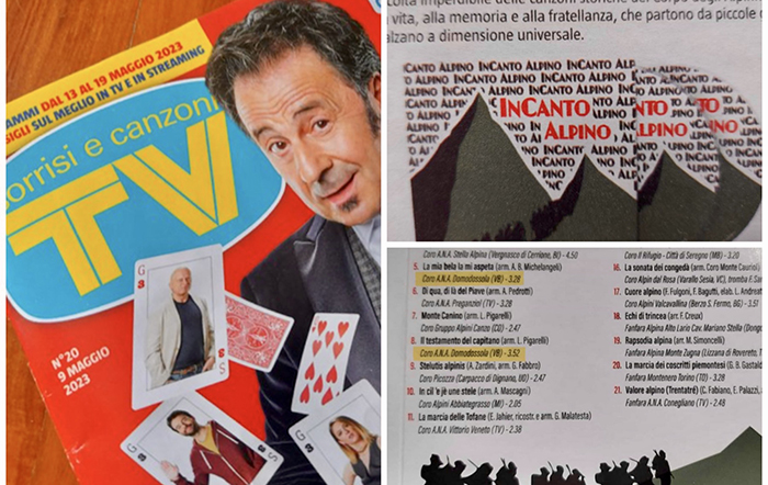 Sul cd di Sorrisi & Canzoni Tv brani del Coro Ana di Domo e della Fanfara Ossolana 
