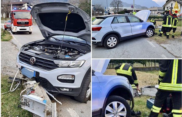 Auto esce dalla carreggiata e rompe una cabina di derivazione Enel