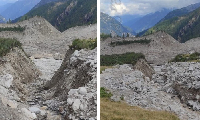Macugnaga: grossa voragine di 30 mt: sentiero per il Bivacco Belloni inagibile. Foto