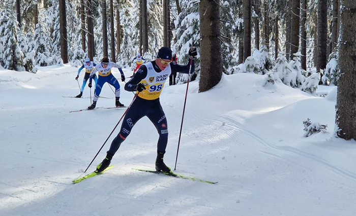 Gabriele Matli in allenamento a Moena con la squadra Junior di sci nordico