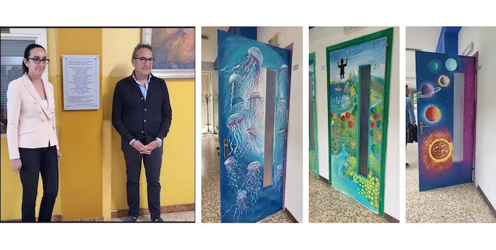 Inaugurate le "porte d'arte" della scuola Bagnolini 