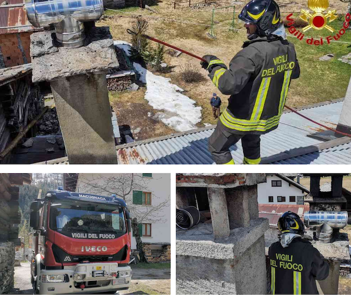 Macugnaga: canna fumaria in fiamme 