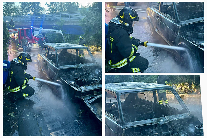 Auto in fiamme a Omegna, nessun ferito