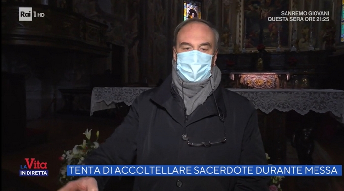 Il tentato accoltellamento del parroco a “La vita in diretta”