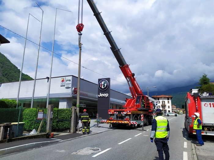 Bisarca abbatte un palo della luce