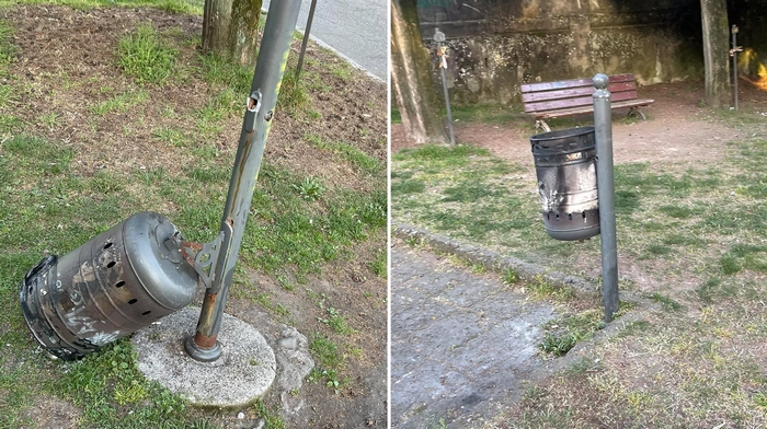 Vandali al cimitero: a fuoco i cestini portarifiuti