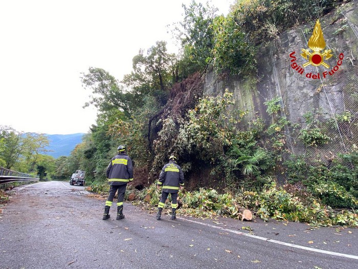 Terra, rocce e piante franano sulla litoranea, chiusa la statale