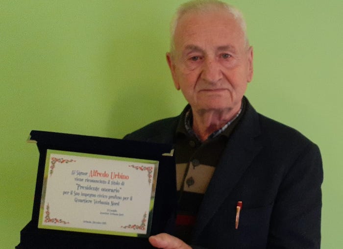 Alfredo Urbino presidente onorario del Quartiere Verbania Nord 