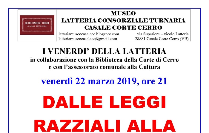 In Latteria a Casale si ricorda la vergogna delle Leggi Razziali