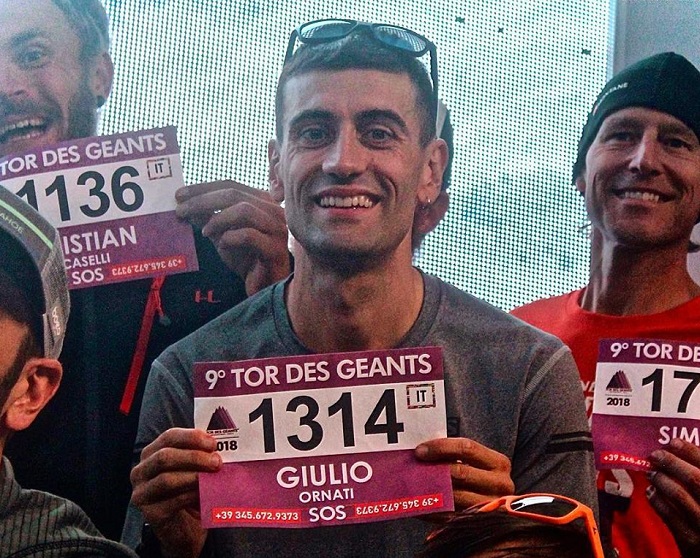 Giulio Ornati al via della nona edizione del Tor des Geants