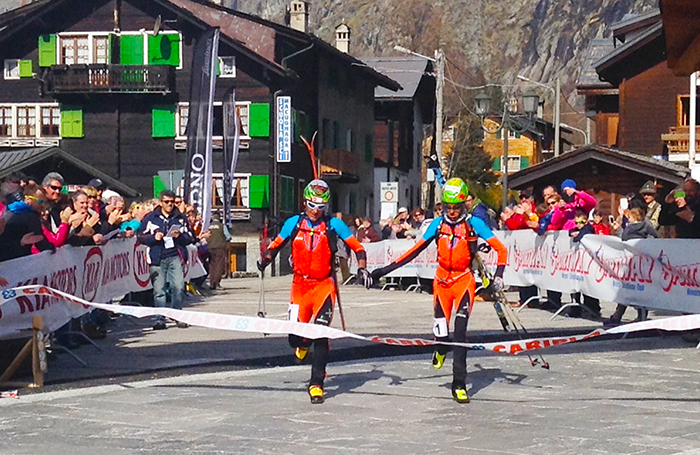 Damiano Lenzi, con Matteo Eydallin, è il re della "Rosa Ski Raid". E' campione italiano sulle nevi di casa