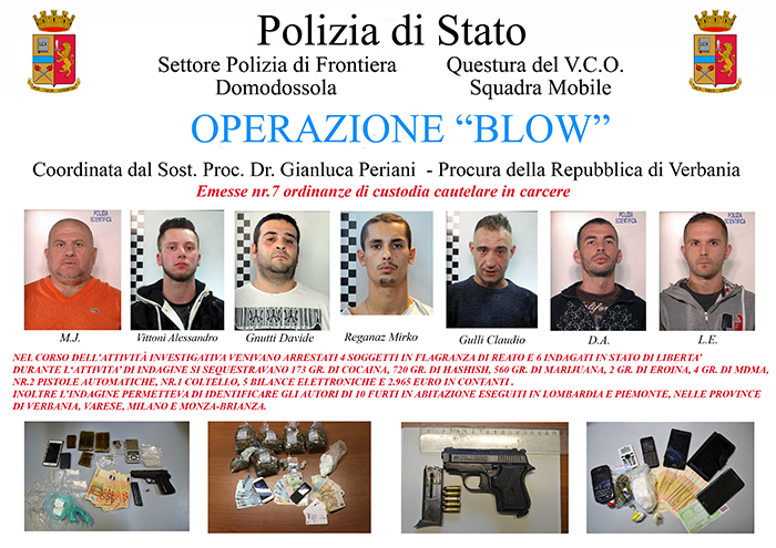 Quattro giovani dai 20 ai 34 anni gli arrestati ossolani dell'operazione “Blow”. Tutti i dettagli