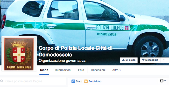 Una pagina Facebook per la polizia locale domese