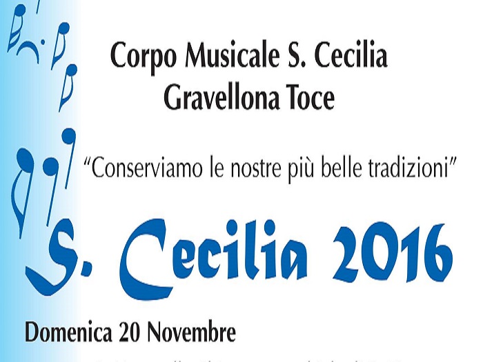 Festa di Santa Cecilia con il corpo musicale di Gravellona Toce domenica 20 novembre
