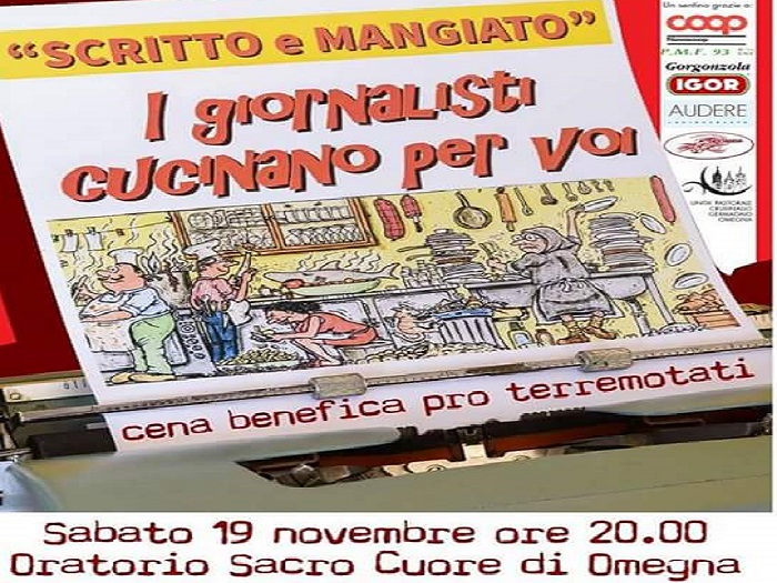 “Scritto e Mangiato”: cena benefica organizzata dai giornalisti