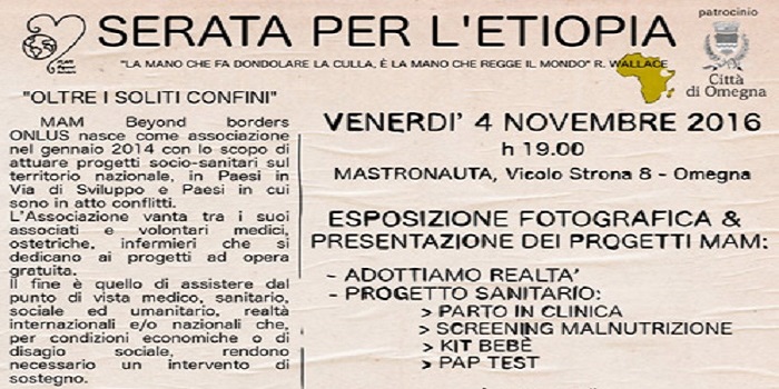 Serata per l’Etiopia venerdì 4 novembre con l’associazione Mastronauta 