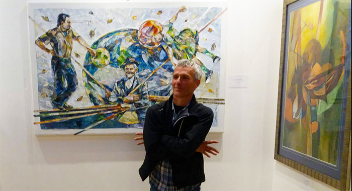 Un quadro del domese Paolo Stefanelli terzo alla Biennale di Londra. Foto