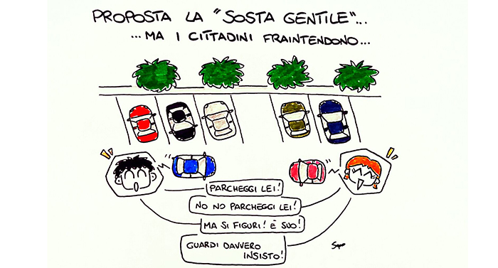 Posteggi gratis per i primi 15 minuti: l'ironia di Sapo