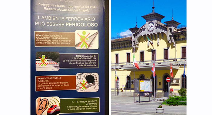 Depliand della polizia ferroviaria per prevenire incidenti su binari e treni