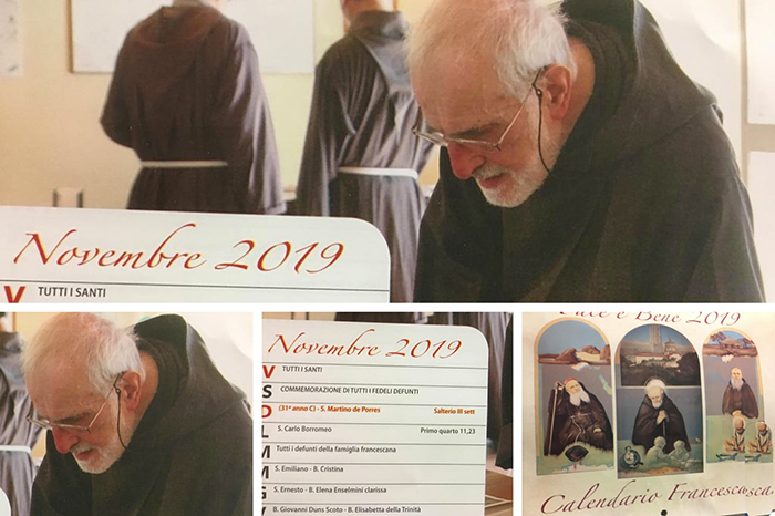 Una foto di padre Vincenzo della Cappuccina nel calendario Francescano Pace e Bene 2019