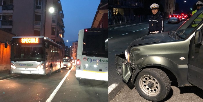 Fuoristrada manca lo stop e tampona un bus (vuoto) di linea: nessun ferito